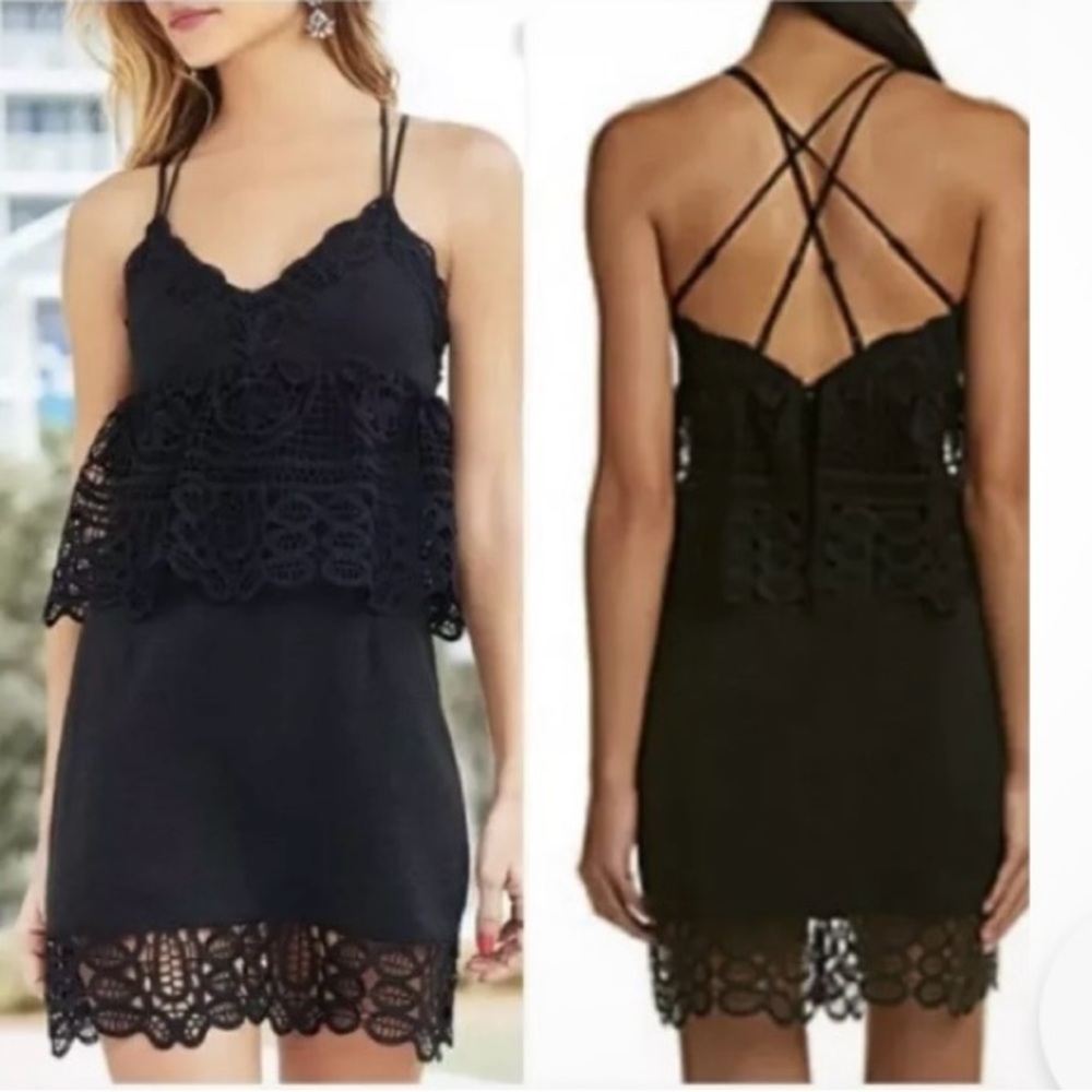 Gianni Bini Black Lace
Monica Cocktail Dress Peplum 
Nwt